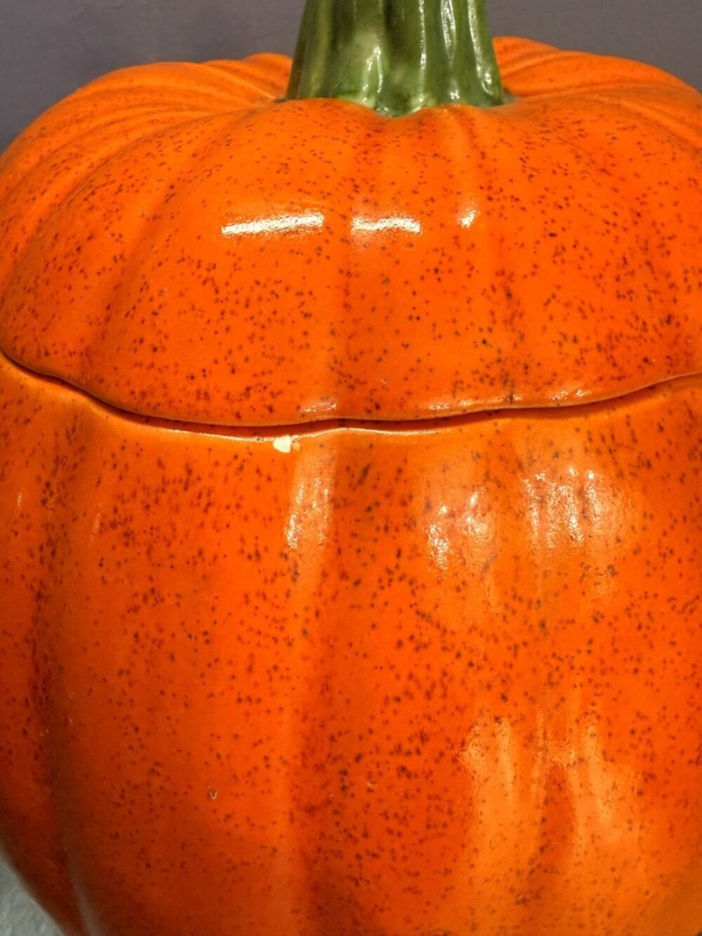 Vintage 1980s Ceramic Pumpkin Jack-o-Lantern With Lid - Picture 14 of 16